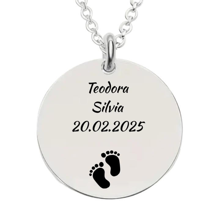 Cadou pentru Soție - Lănțișor Personalizat cu Poză și Text, Inox Argintiu [9]