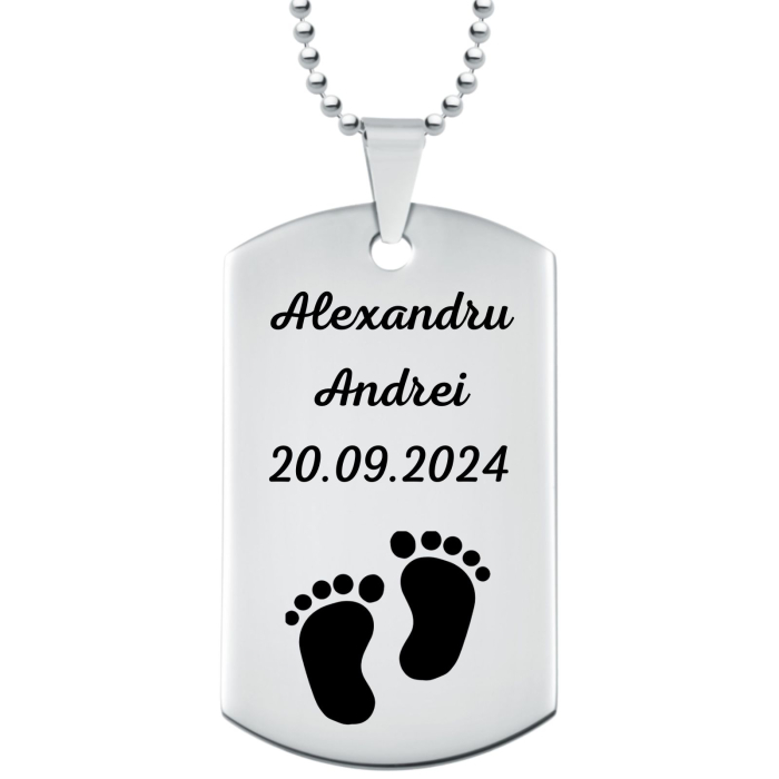 Cadou pentru Soț – Lanț Personalizat cu Nume și Data Nașterii Copiilor, Inox [1]
