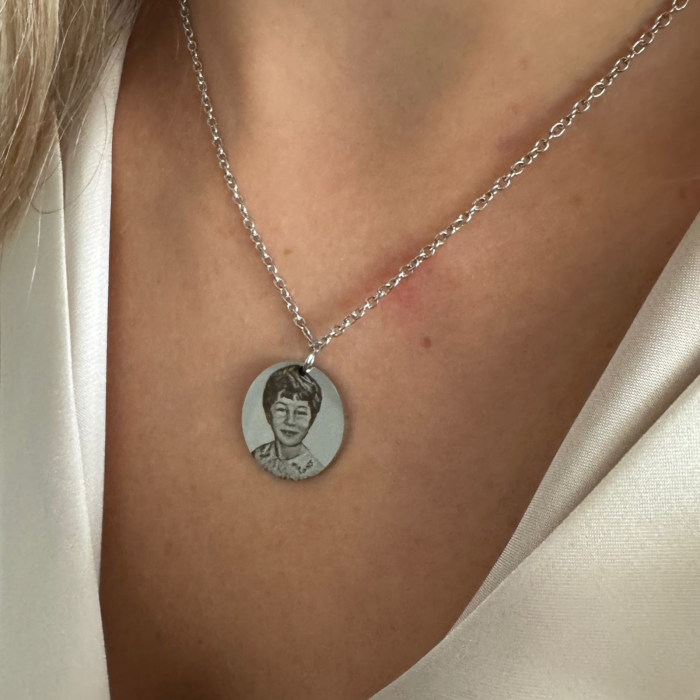 Cadou pentru Soție - Colier Auriu Personalizat Gravură Foto și Text, Oțel Inoxidabil [3]