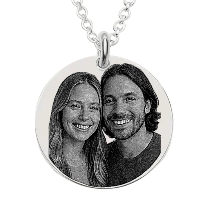 Cadou pentru Soție - Lănțișor Personalizat cu Poză și Text, Inox Argintiu [10]