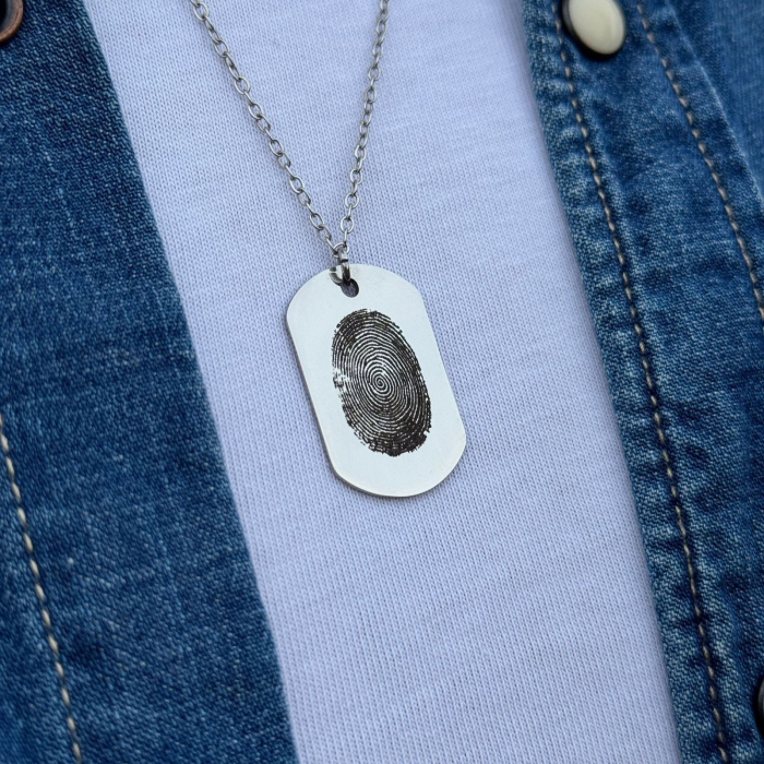 Colier Personalizat cu Amprentă, Inox Premium, Gravură Laser cu Garanție pe Viață [2]