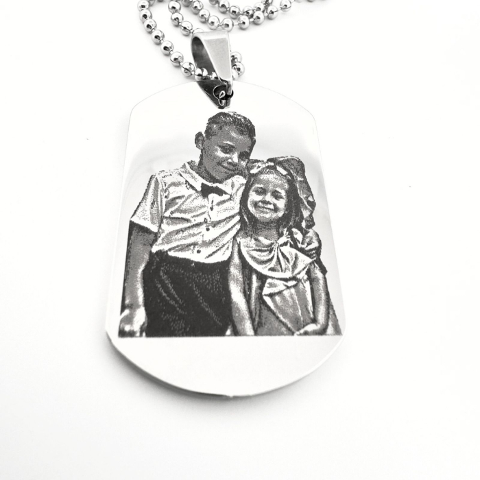 Lanț Personalizat cu Poză pentru Bărbați, Plăcuță Army Inox – Gravură Foto Laser Permanentă [4]