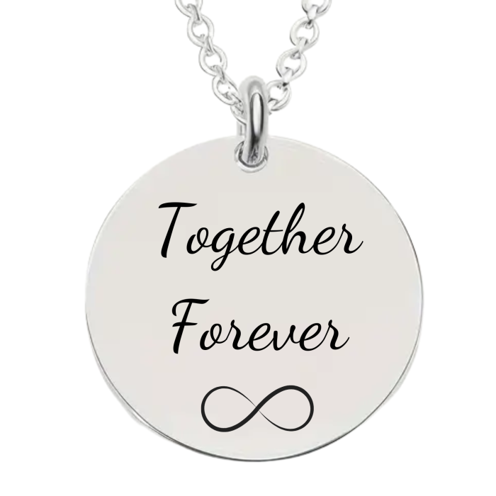 Colier Personalizat cu Mesaj „Together Forever” – Cadou pentru Ea (Gravură Predefinită) [1]