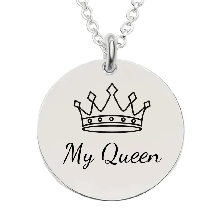 Colier Personalizat cu Mesaj „My Queen” – Cadou pentru Ea (Gravură Predefinită) [1]