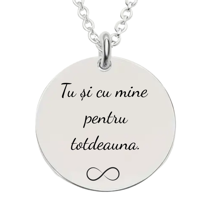 Colier Personalizat cu Mesaj „Tu și cu Mine pentru Totdeauna” – Cadou pentru Ea (Gravură Predefinită) [1]