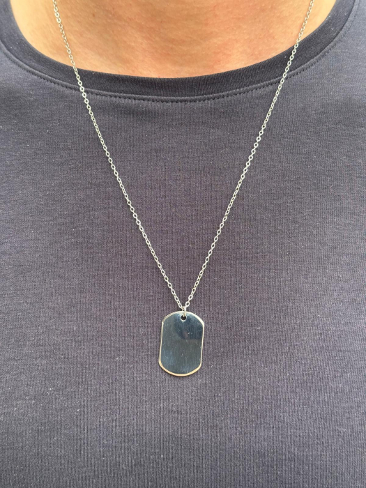 Lanț Army Personalizat cu Poză și Text, Plăcuță 30x20 mm, Lanț cu Bile, Oțel Inoxidabil [8]