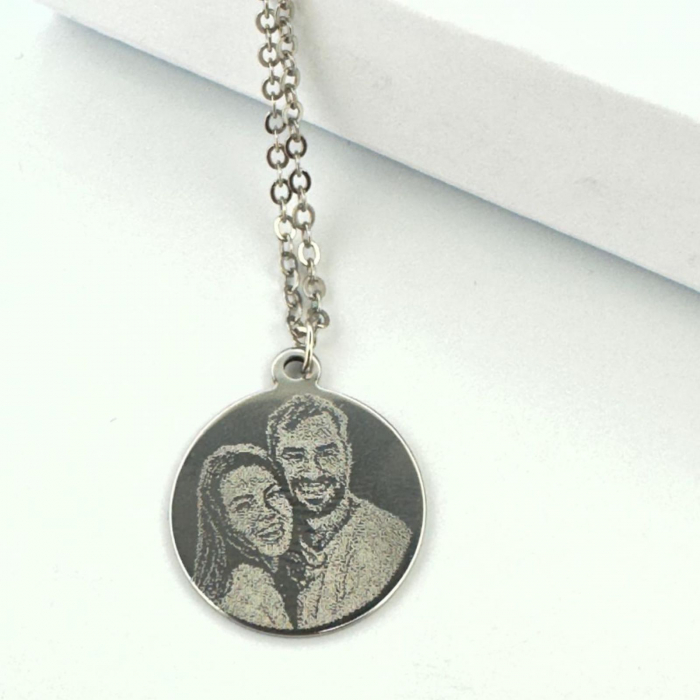 Lanțișor cu Bănuț Personalizat cu Poză și Text, Oțel Inoxidabil, Unisex [2]