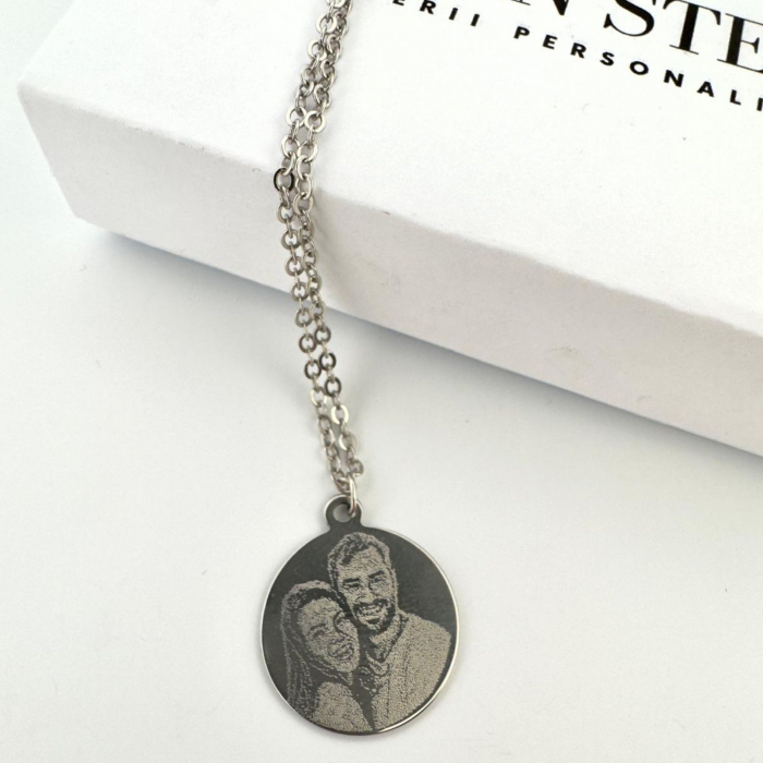 Lanțișor cu Bănuț Personalizat cu Poză și Text, Oțel Inoxidabil, Unisex [3]