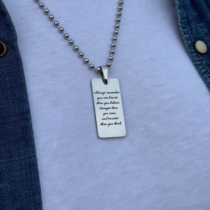 Lanț Bărbați cu Plăcuță Personalizată Text, Oțel Inoxidabil Premium [2]