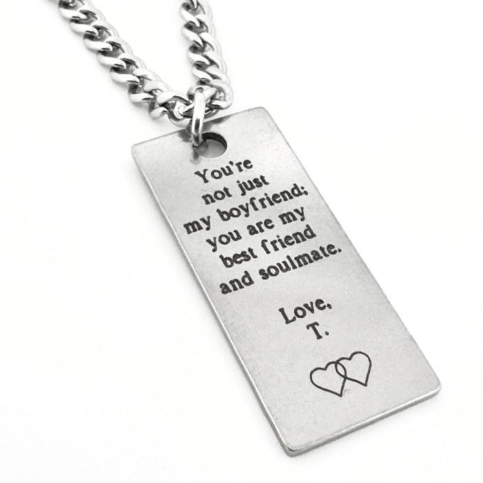 Colier Bărbați cu Plăcuță Personalizată Text, Oțel Inoxidabil Premium [1]