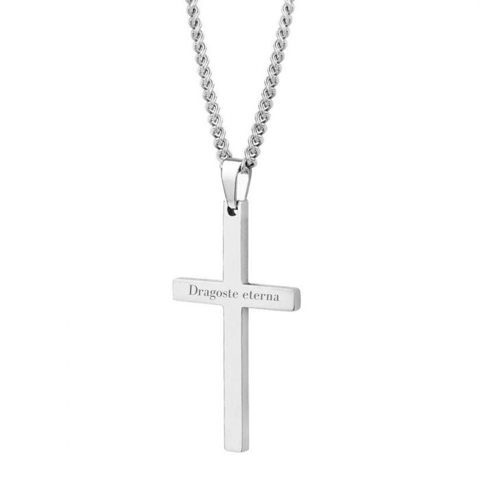 Lanț Inox Bărbați cu Cruce Personalizat Text, Lanț Cable [1]