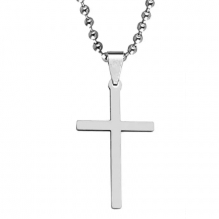 Lanț Inox Bărbați cu Cruce Personalizat Text, Lanț cu Bile [4]