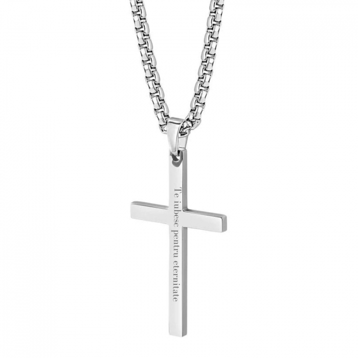 Lanț Inox Bărbați cu Cruce Personalizat Text, Lanț Box [1]