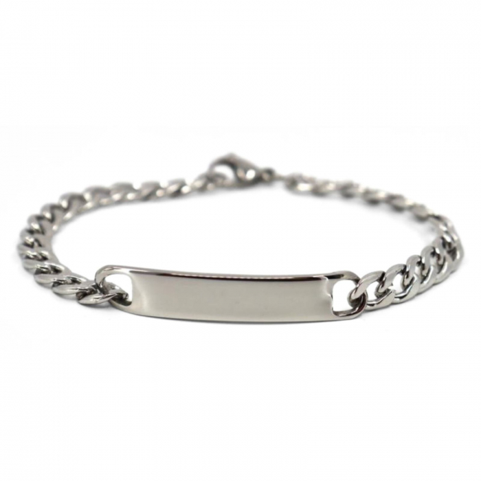 Brățară Inox Bărbați cu Plăcuță Personalizată – Lanț Cuban 5 mm, Text Gravabil [7]