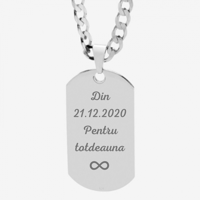 Lanț Inox Bărbați cu Plăcuță  Army – Personalizat Foto & Text, Lanț Cuban 5mm [3]