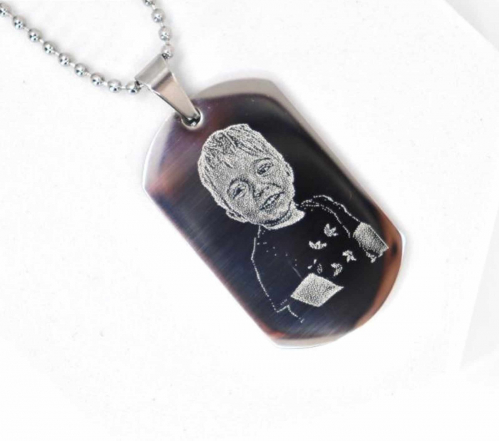 Lanț Inox Bărbați cu 2 Plăcuțe Army – Personalizat Foto & Text, Lanț cu Biluțe [4]