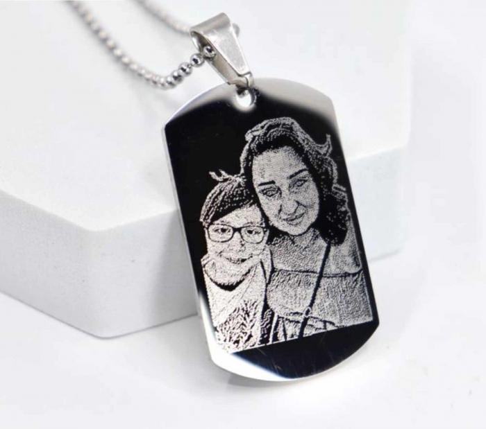 Lanț Inox Bărbați cu Plăcuță  Army – Personalizat Foto & Text, Lanț cu Zale 3mm [2]