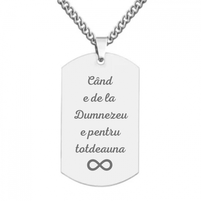 Lanț Inox Bărbați cu Plăcuță  Army – Personalizat Gravură Text, Lanț cu Zale 3mm [1]