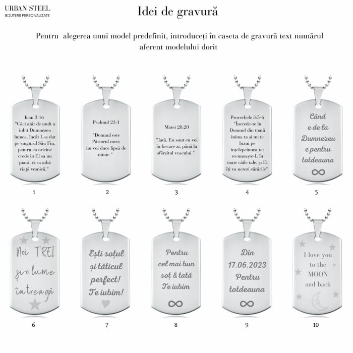 Lanț Inox Bărbați cu Plăcuță Army – Personalizat Gravură Text, Lanț cu Biluțe [5]