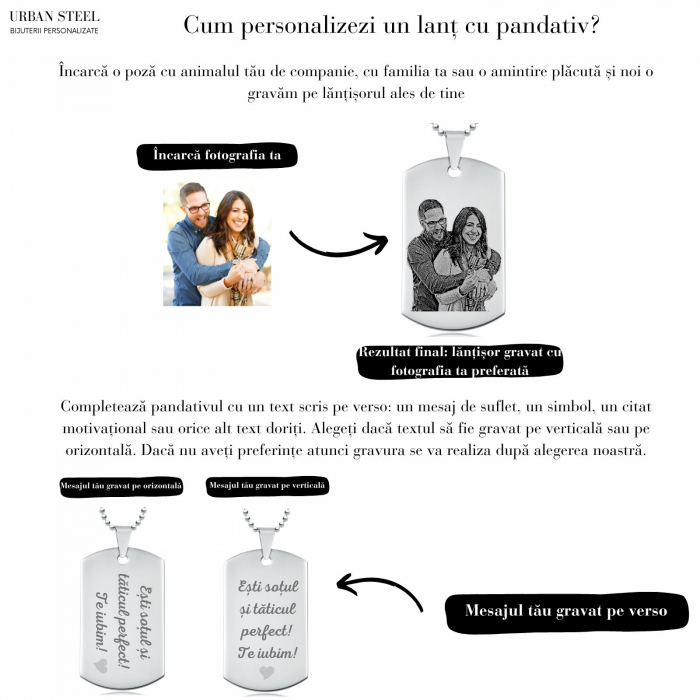 Lanț Inox Bărbați cu Cruce și Plăcuță  Army – Personalizat Foto & Text [4]