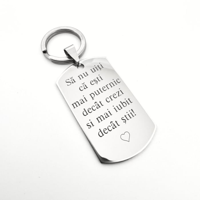 Breloc Personalizat – „Ești Mai Puternic Decât Crezi și Mai Iubit Decât Știi”, Inox Premium 316L [3]