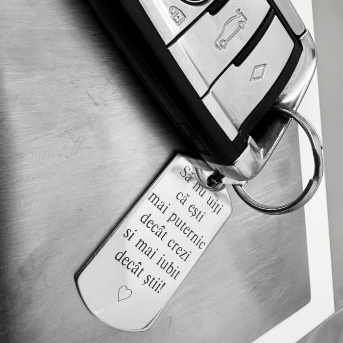 Breloc Personalizat – „Ești Mai Puternic Decât Crezi și Mai Iubit Decât Știi”, Inox Premium 316L [2]