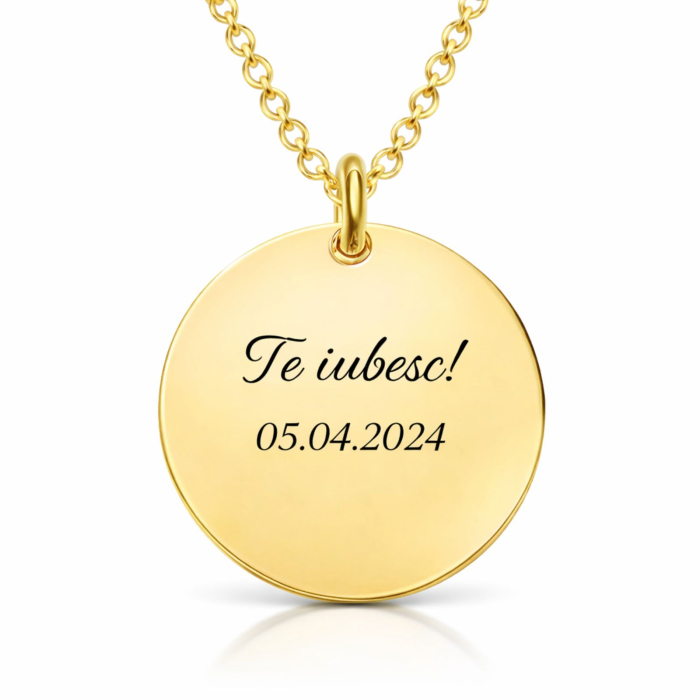 Lănțișor cu Bănuț Personalizat cu Poză și Text din Oțel Inoxidabil Auriu – Cadou Elegant pentru Femei [2]