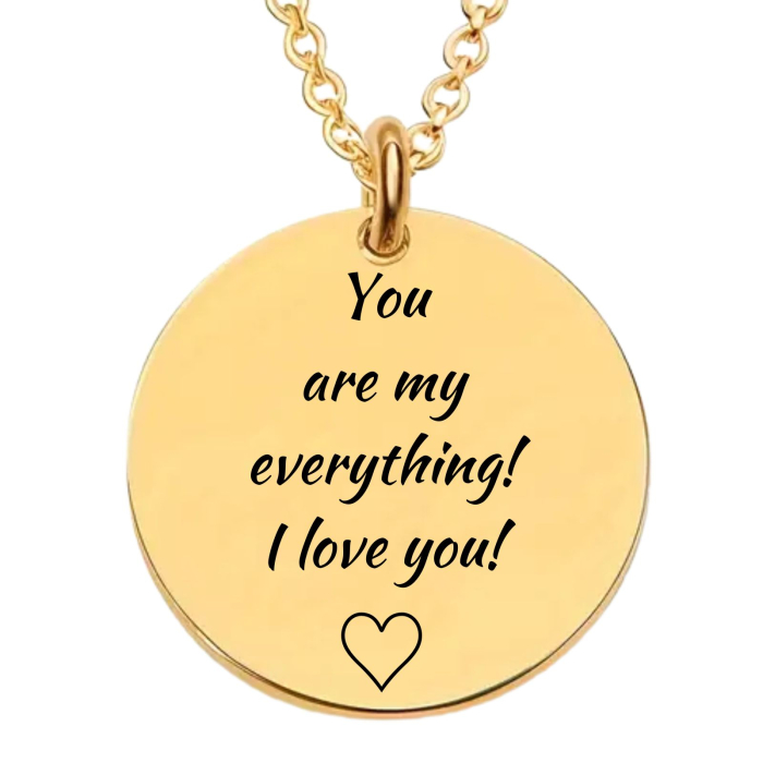 Cadou pentru Soție - Lănțișor Personalizat cu Poză și Text, Inox Auriu [3]