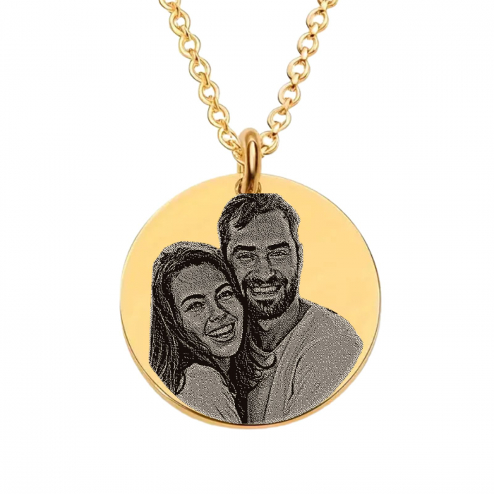 Lănțișor cu Bănuț Personalizat cu Poză și Text din Oțel Inoxidabil Auriu – Cadou Elegant pentru Femei [1]