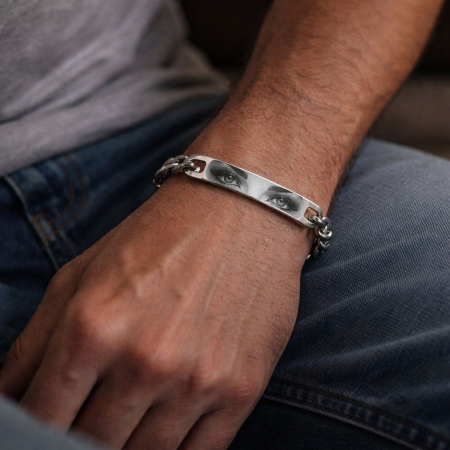 Brățară Bărbați Personalizată cu Poză – Ochii Iubitei, Inox Premium, Reglabilă, Rezistentă la Apă [1]