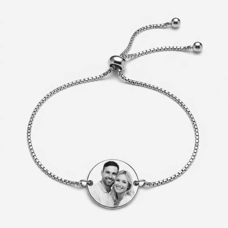 Brățări - Brățară Damă Personalizată cu Poză și Mesaj – Bănuț 20 mm, Inox Premium, Reglabilă, Rezistentă la Apă