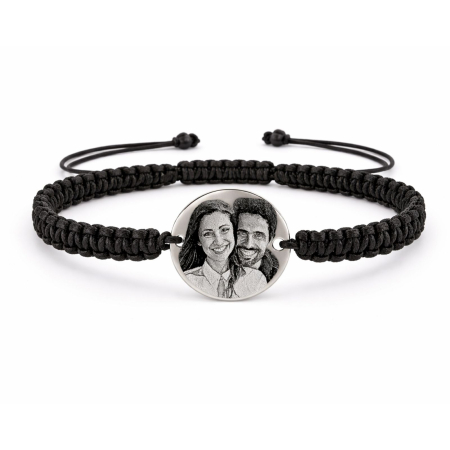 Brățări Personalizate cu Poză - Brățară Personalizată cu Poză și Text – Bănuț Inox 20 mm, Șnur Reglabil, Unisex