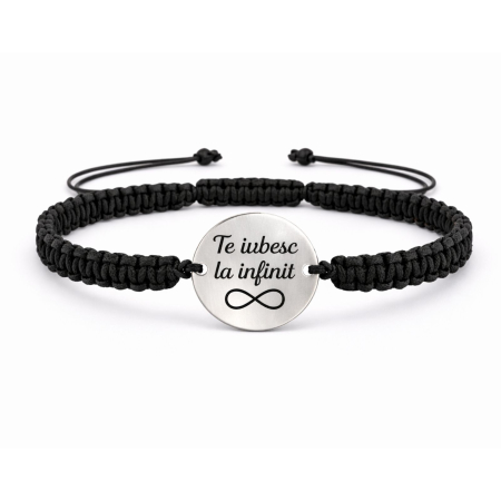 Brățară Personalizată cu Poză și Text – Bănuț Inox 20 mm, Șnur Reglabil, Unisex [3]