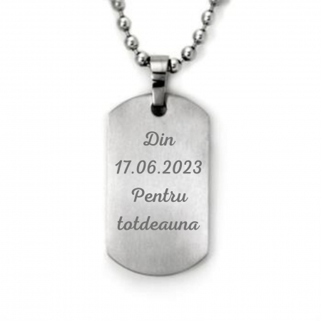 Lanț Inox Bărbați cu Plăcuță  Army – Personalizat Foto & Text, Lanț cu Bile 4mm [4]