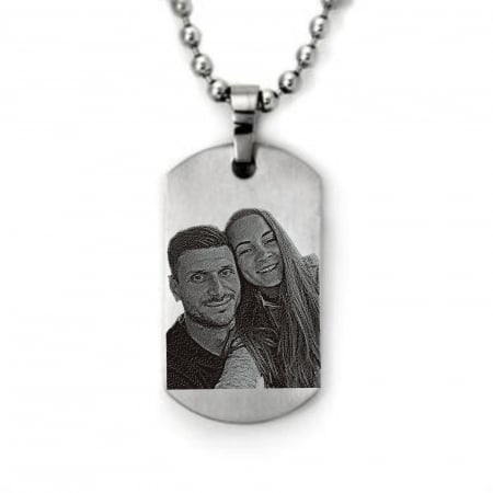 Lanțuri - Lanț Inox Bărbați cu Plăcuță  Army – Personalizat Foto & Text, Lanț cu Bile 4mm