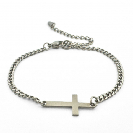 Brățări - Brățară Inox Bărbați cu Cruciuliță Personalizată Gravură Text