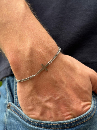 Brățară Inox Bărbați cu Cruciuliță Personalizată Gravură Text [1]