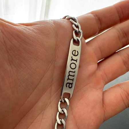 Brățară Inox Bărbați cu Plăcuță Personalizată – Lanț Cuban 5 mm, Text Gravabil [3]