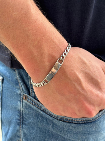 Brățară Inox Bărbați cu Plăcuță Personalizată – Lanț Cuban 5 mm, Text Gravabil [9]
