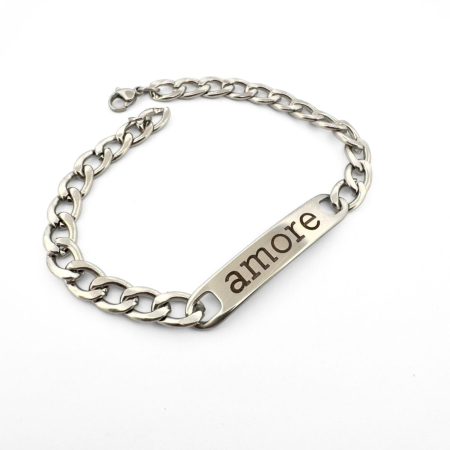 Brățară Inox Bărbați cu Plăcuță Personalizată – Lanț Cuban 5 mm, Text Gravabil [2]