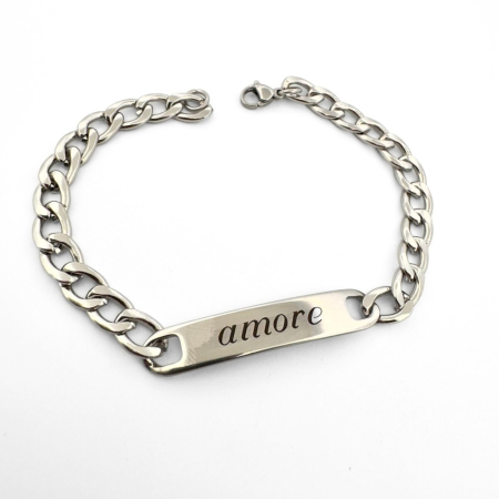 Brățară Inox Bărbați cu Plăcuță Personalizată – Lanț Cuban 5 mm, Text Gravabil [5]