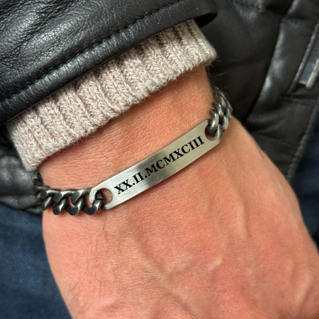 Brățară Inox Bărbați cu Plăcuță Personalizată – Lanț Cuban 8 mm [1]