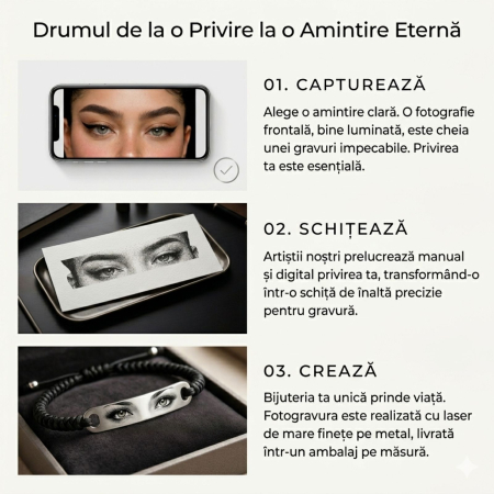 Brățară Personalizată cu Poză – Ochii Iubitei, Șnur Reglabil, Plăcuță Inox Gravură Laser [1]