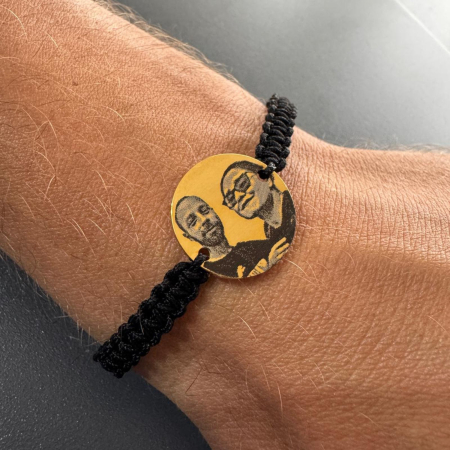 Brățară Personalizată cu Poză și Text din Oțel Inoxidabil Auriu, Șnur Reglabil [3]