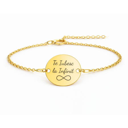 Brățară Personalizată cu Poză și Text, Lanț Reglabil din Inox Auriu– Cadou Elegant pentru Ea (Bănuț 20 mm) [1]