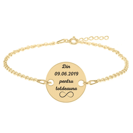 Brățară Personalizată cu Poză și Text, Lanț Reglabil din Inox Auriu– Cadou Elegant pentru Ea (Bănuț 20 mm) [1]