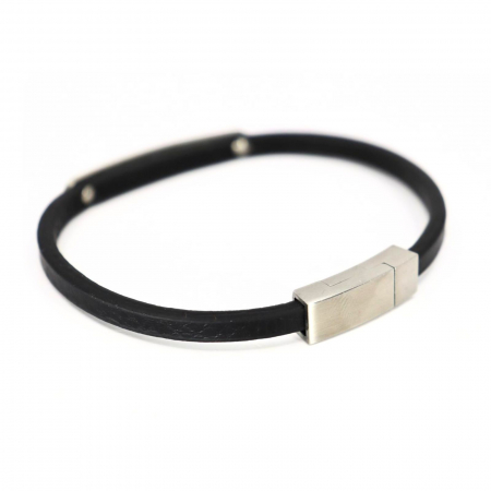 Brățară Piele Bărbați cu Plăcuță Personalizată Inox, Închidere Magnetică [1]