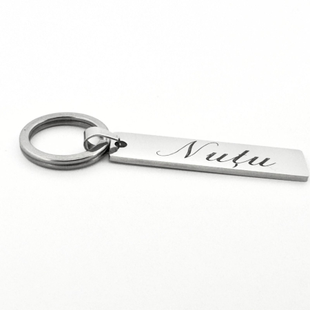 Breloc cu Nume Personalizat cu Gravură Laser - Plăcuță 40x10 mm, Inox [5]