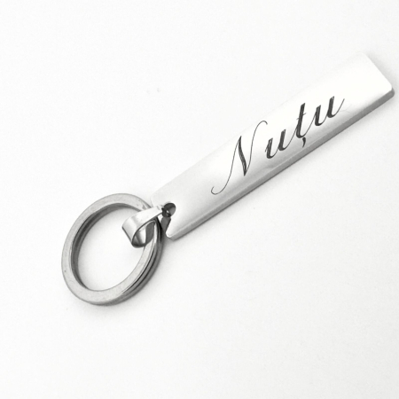 Breloc cu Nume Personalizat cu Gravură Laser - Plăcuță 40x10 mm, Inox [4]