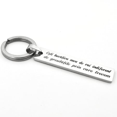 Breloc Personalizat cu Fotografia Ochilor - Plăcuță 40x10 mm, Inox [4]